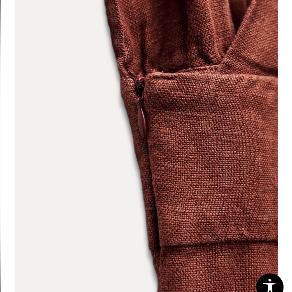 100% LINEN MIDI DRESS - Picture 8 of 12